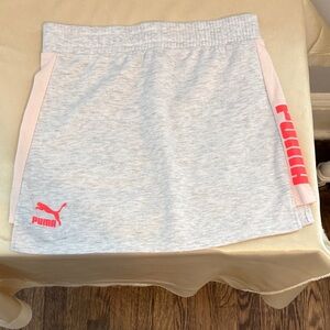 Puma girl Light Gray Skirt with Pink Logo.